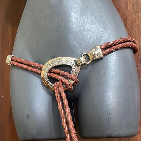 Vintage Accessories - ornate silver, and braided leather rope belt